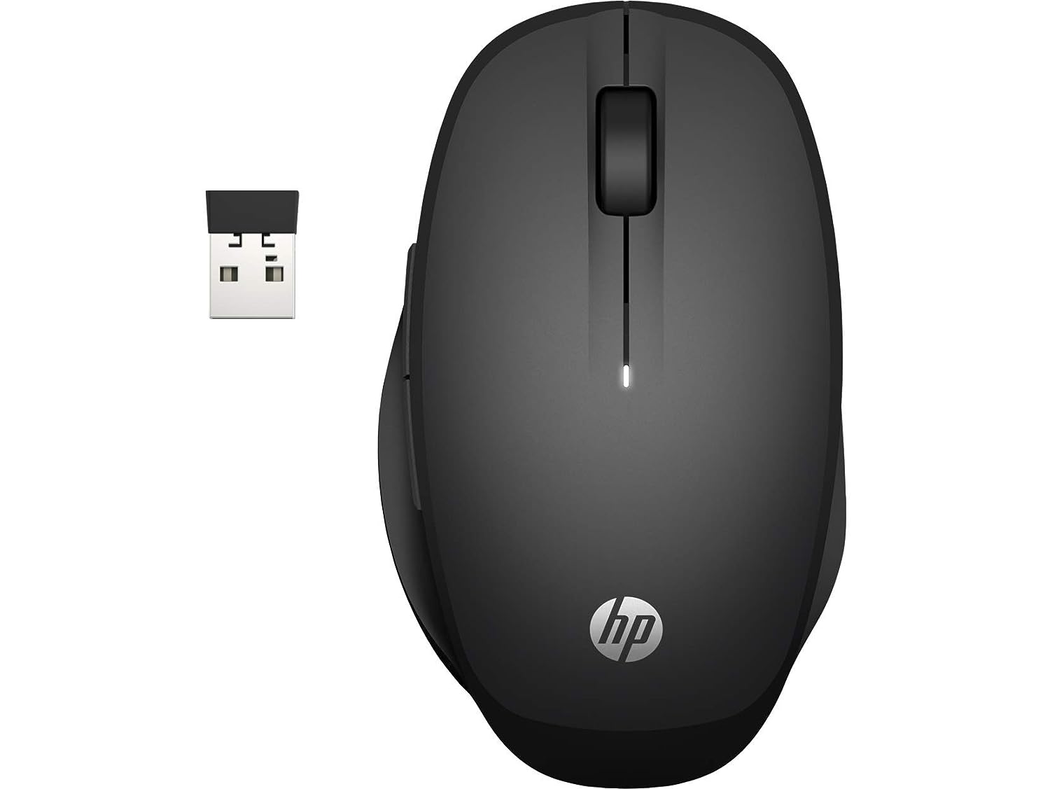 HP 300 Dual Mode Black Mouse, Switch Between Two PCs via Bluetooth or 2.4 GHz Wireless, Smart TV Con